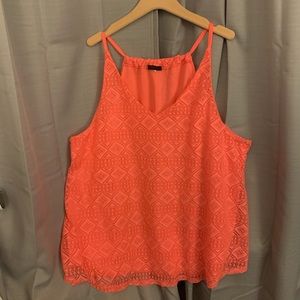 Hot pink lace racer tank top